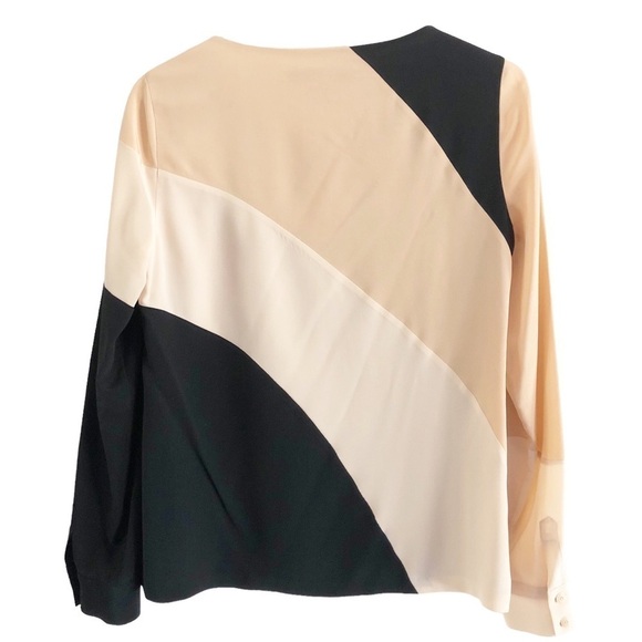 Diane Von Furstenberg Seraphina Silk Colorblock Blouse Size 4 - Picture 4 of 10